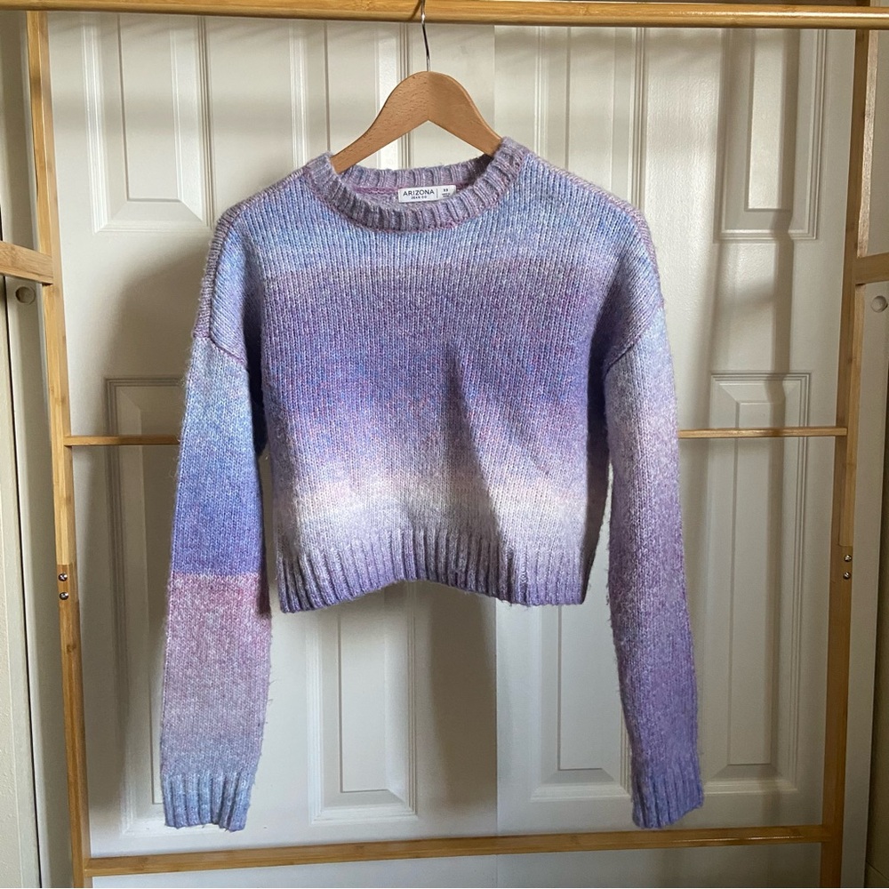 Arizona Jean Company Purple and White Crew Neck Sweater